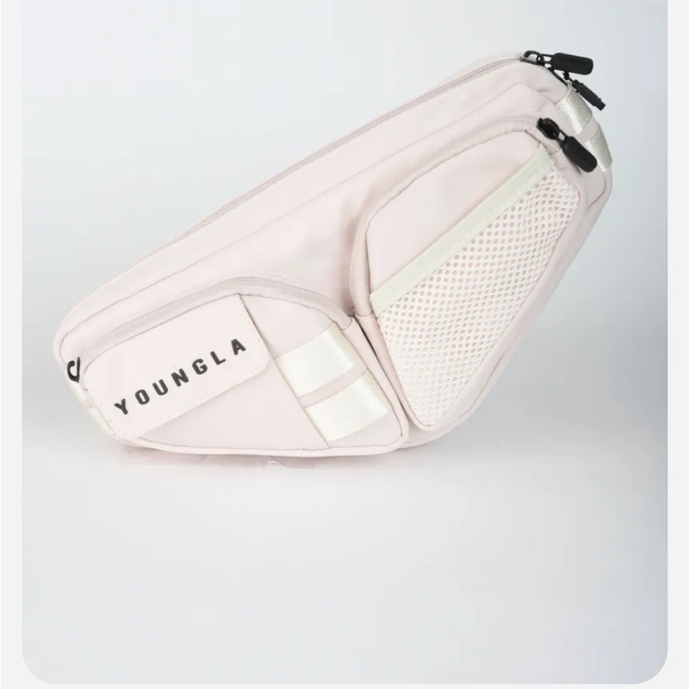 YoungLA Black Belt Bag with Mesh Pocket.